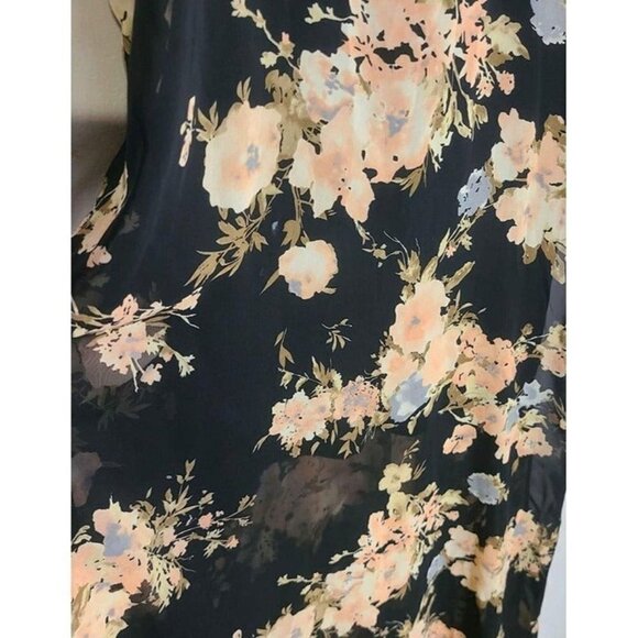 Daytrip Black Floral Spaghetti Strap Tie Back Half Lined Side Split Maxi Dress - Picture 3 of 9